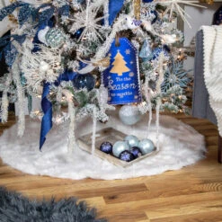 48" White Plush Solid Round Christmas Tree Skirt -Best Christmas Store winter20blues 620cropped 20147.1670623728