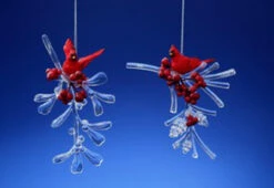 Club Pack Of 12 Icy Crystal Decorative Cardinal Berry Branches Ornaments 4"