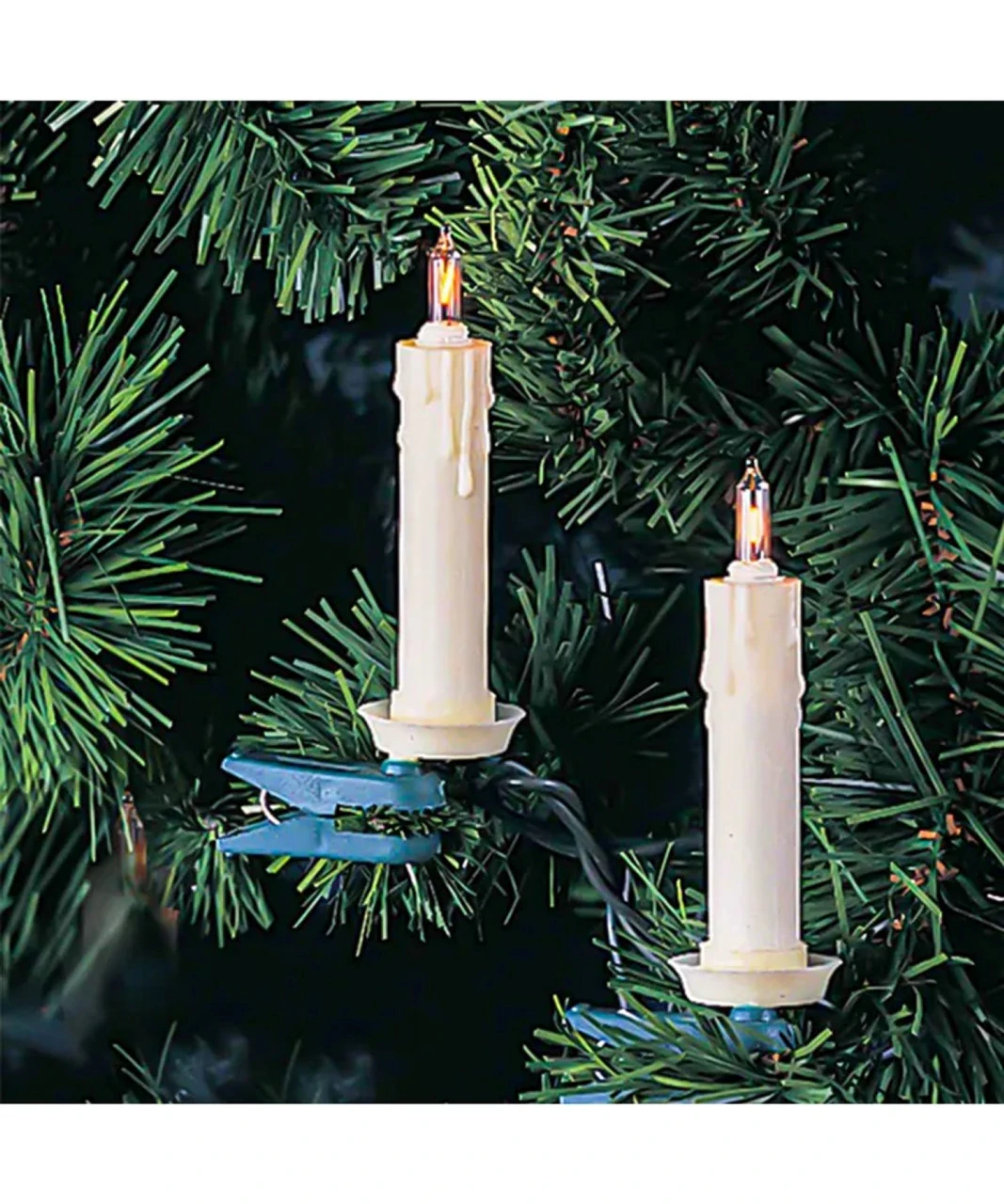 Set Of 10 Clip-on White Candle Light String Set - Green Wire 1 Set Of 10 Clip-on White Candle Light String Set - Green Wire