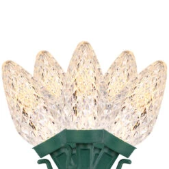 100ct Warm White LED Faceted C9 Christmas Lights, 66ft Green Wire