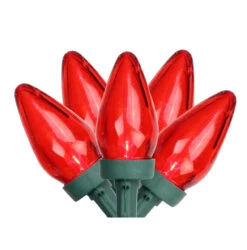 25-Count Red LED C7 Christmas Lights Set, 16 Ft Green Wire