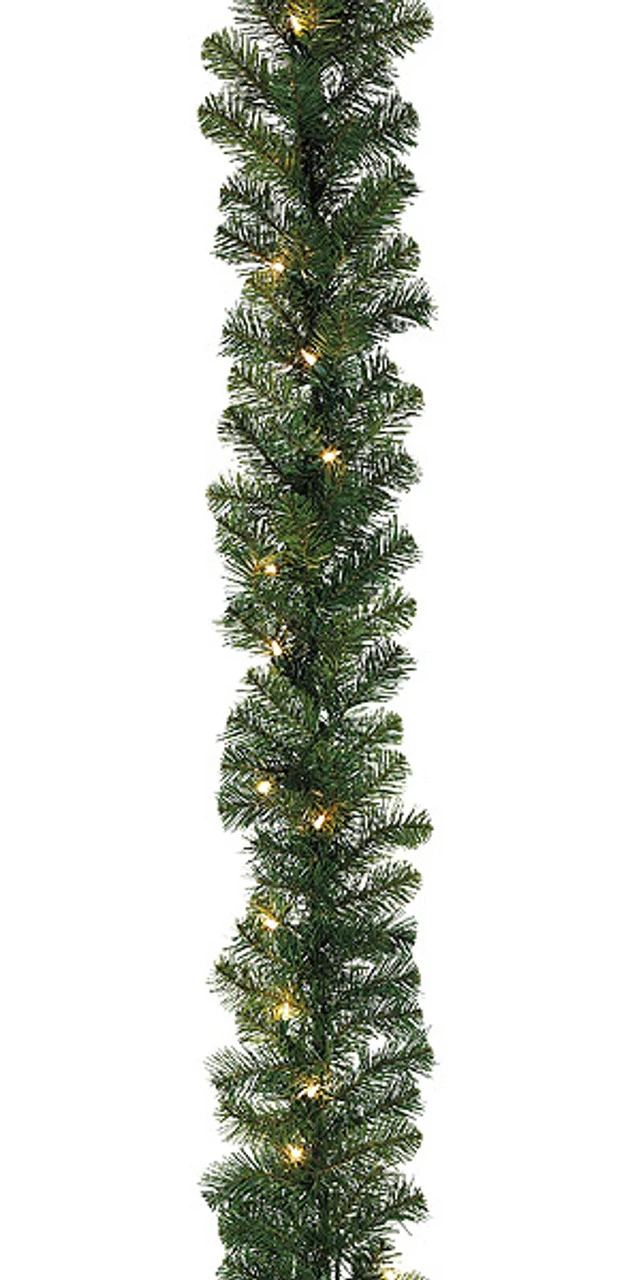 9' X 10" Pre-lit Windsor Green Pine Artificial Christmas Garland - Clear Lights 1 9' X 10" Pre-lit Windsor Green Pine Artificial Christmas Garland - Clear Lights