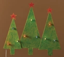 32" Green And Red Lighted Christmas Tree Trio Outdoor Decor