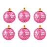 6ct Bubblegum Pink Mirrored Glass Disco Ball Christmas Ornaments 2.75" (70mm)