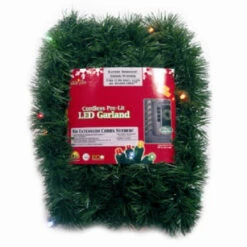 18' Pre-Lit Battery Operated Green Pine Christmas Garland - Multi-Color LED